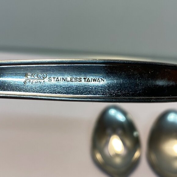 Vintage Ecko Eterna Stainless Steel Serving Pieces Silverware Set of 4 Floral - Picture 7 of 8